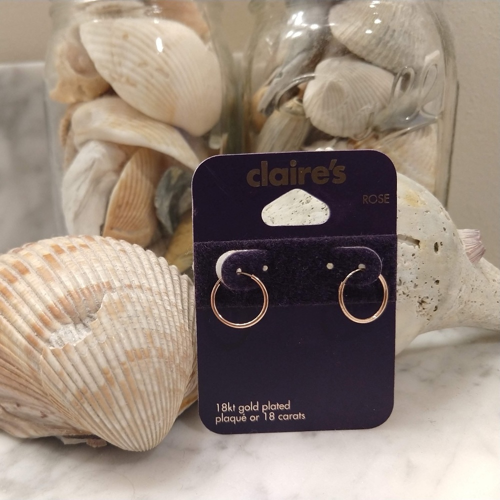 18K Rose Gold Plated Small Hoops NWT